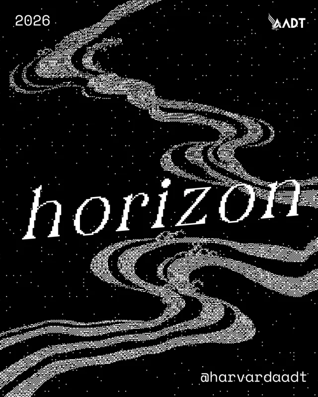 Black Horizon title poster with flowing pixelated contours and scattered white dots
