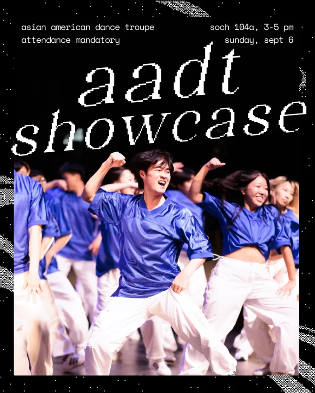 Horizon showcase graphic with dancers in blue shirts and slanted white lettering