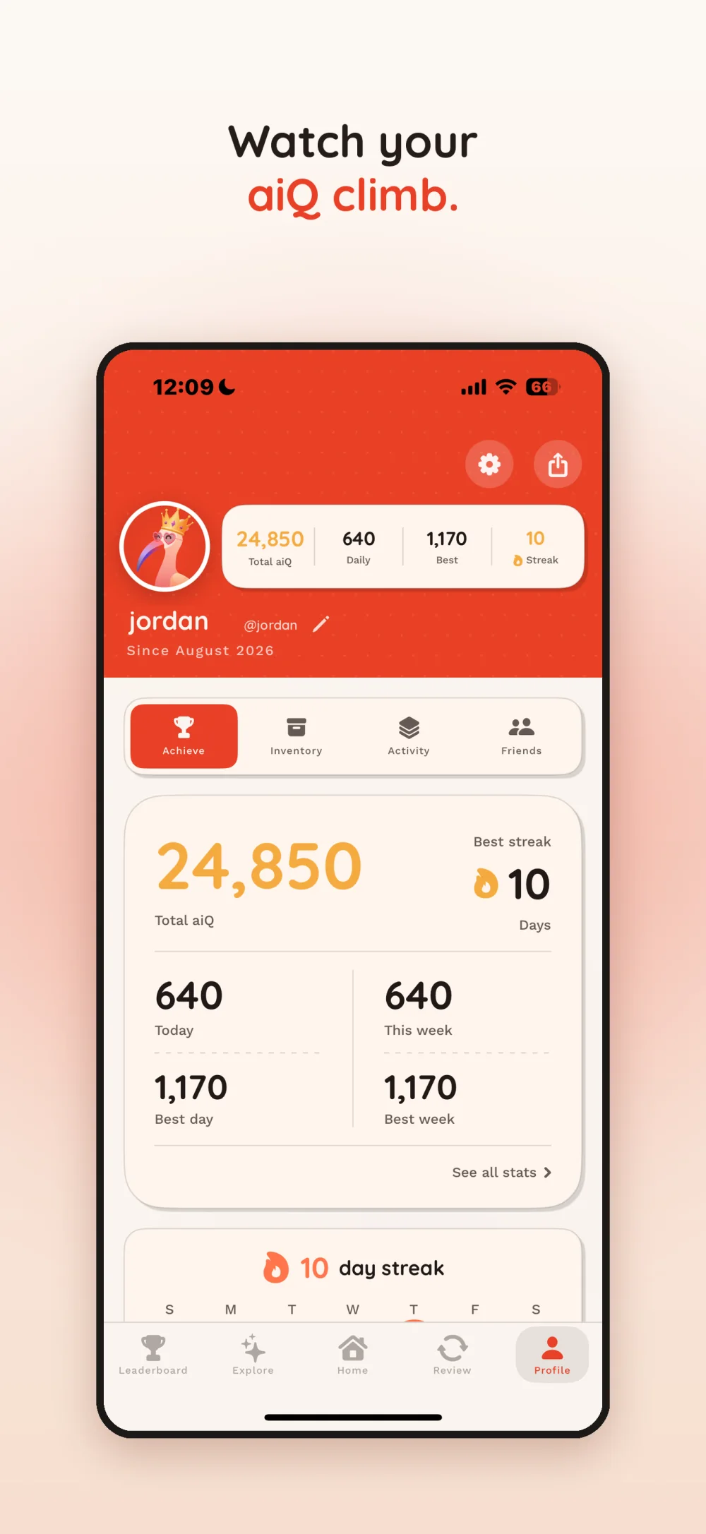 View progress and achievements