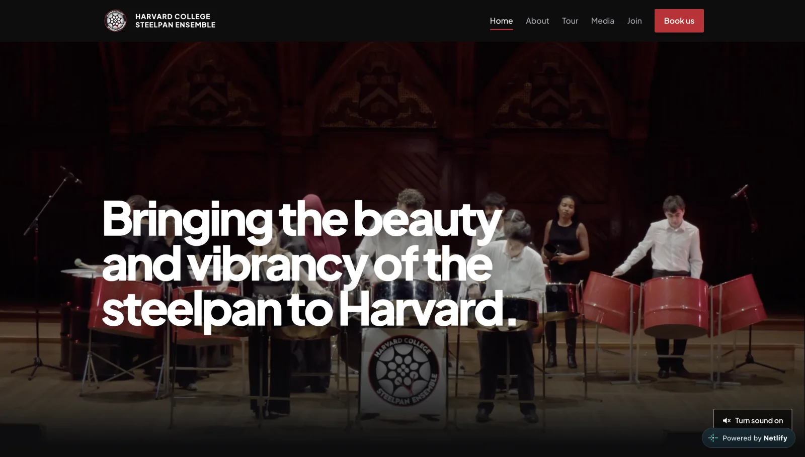 Harvard College Steelpan Ensemble website homepage
